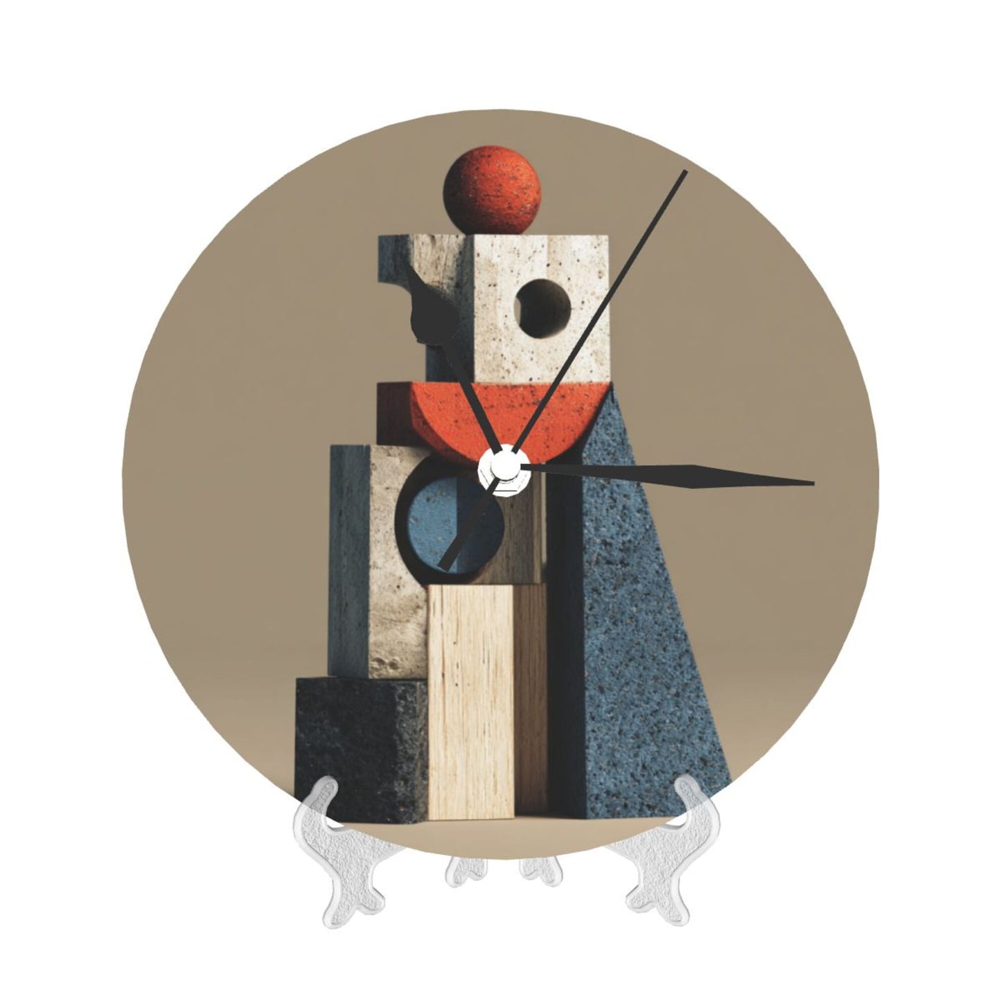 25cm Modern Abstract Geometric Wall Clock|Silent Round Decorative Clock for Contemporary Interiors