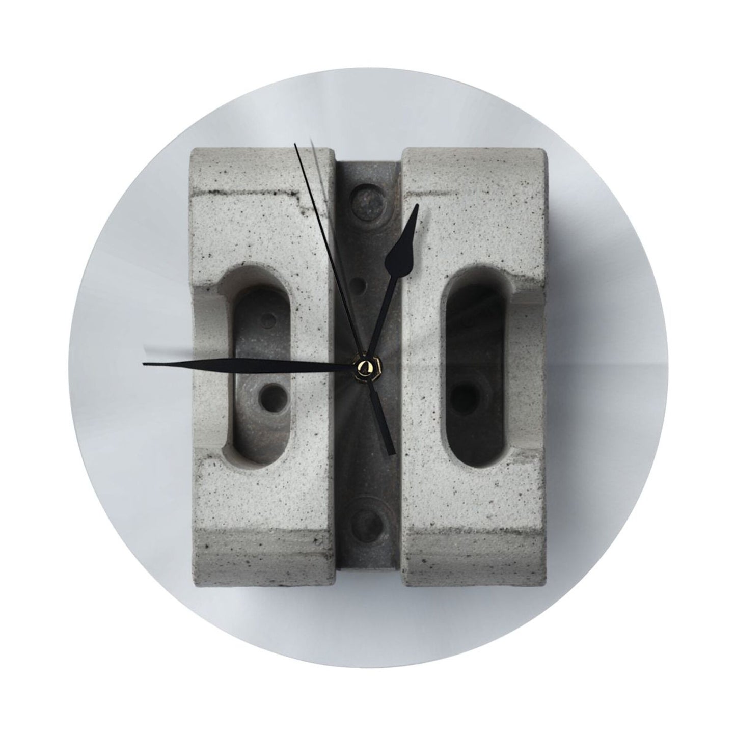 25cm Industrial Concrete Block Wall Clock｜Minimalist Silent Round Wall Clock with Raw Texture Design