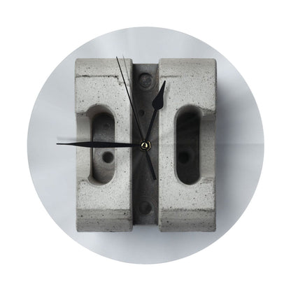 25cm Industrial Concrete Block Wall Clock｜Minimalist Silent Round Wall Clock with Raw Texture Design