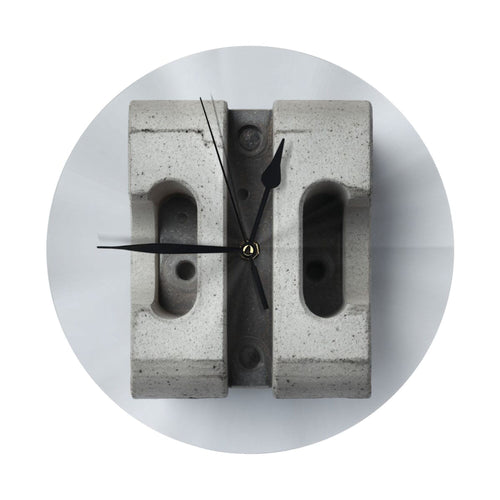25cm Industrial Concrete Block Wall Clock｜Minimalist Silent Round Wall Clock with Raw Texture Design