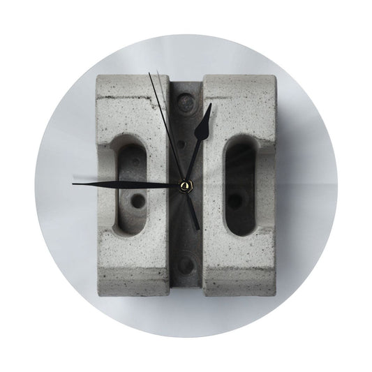 25cm Industrial Concrete Block Wall Clock｜Minimalist Silent Round Wall Clock with Raw Texture Design