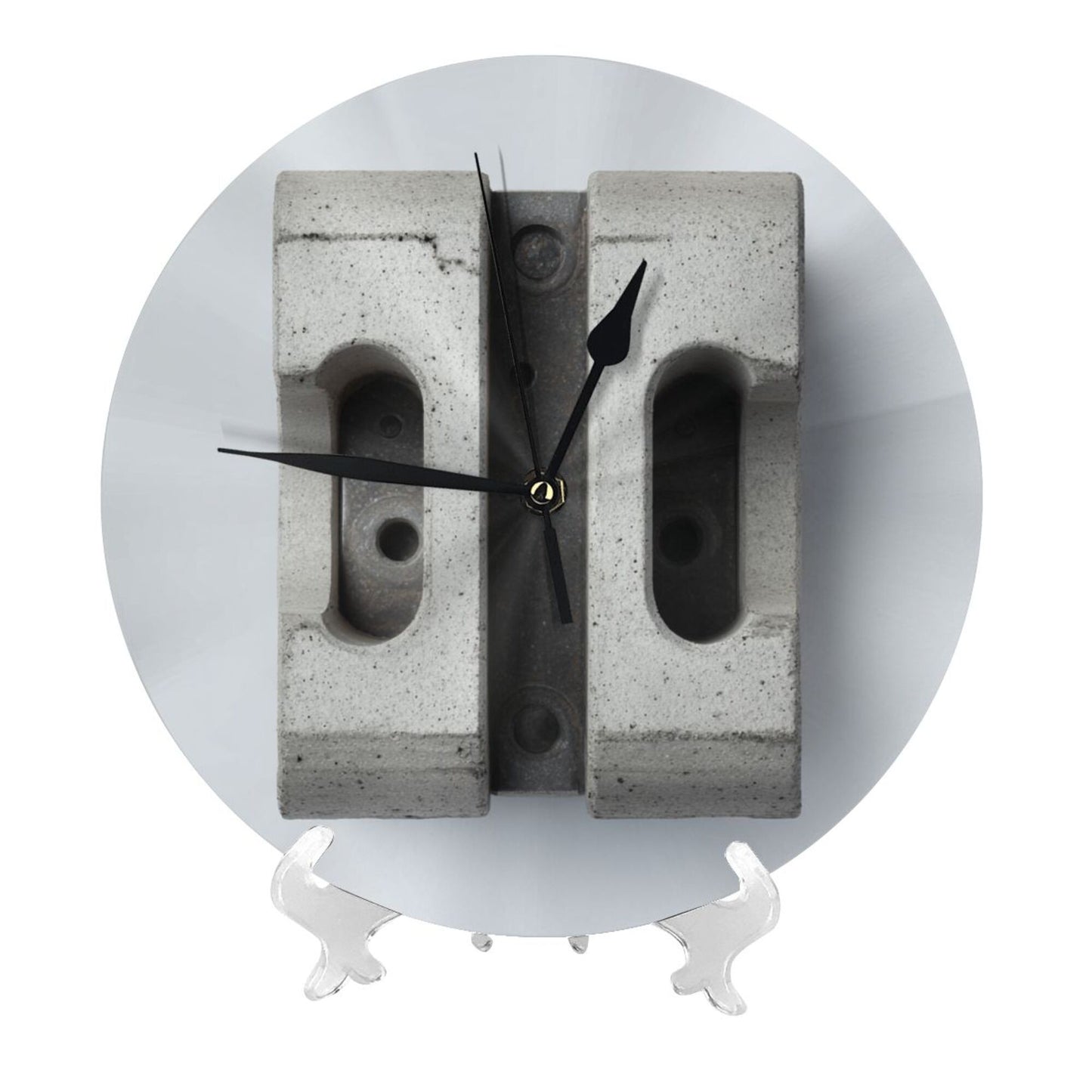 25cm Industrial Concrete Block Wall Clock｜Minimalist Silent Round Wall Clock with Raw Texture Design