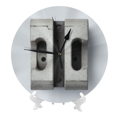 25cm Industrial Concrete Block Wall Clock｜Minimalist Silent Round Wall Clock with Raw Texture Design