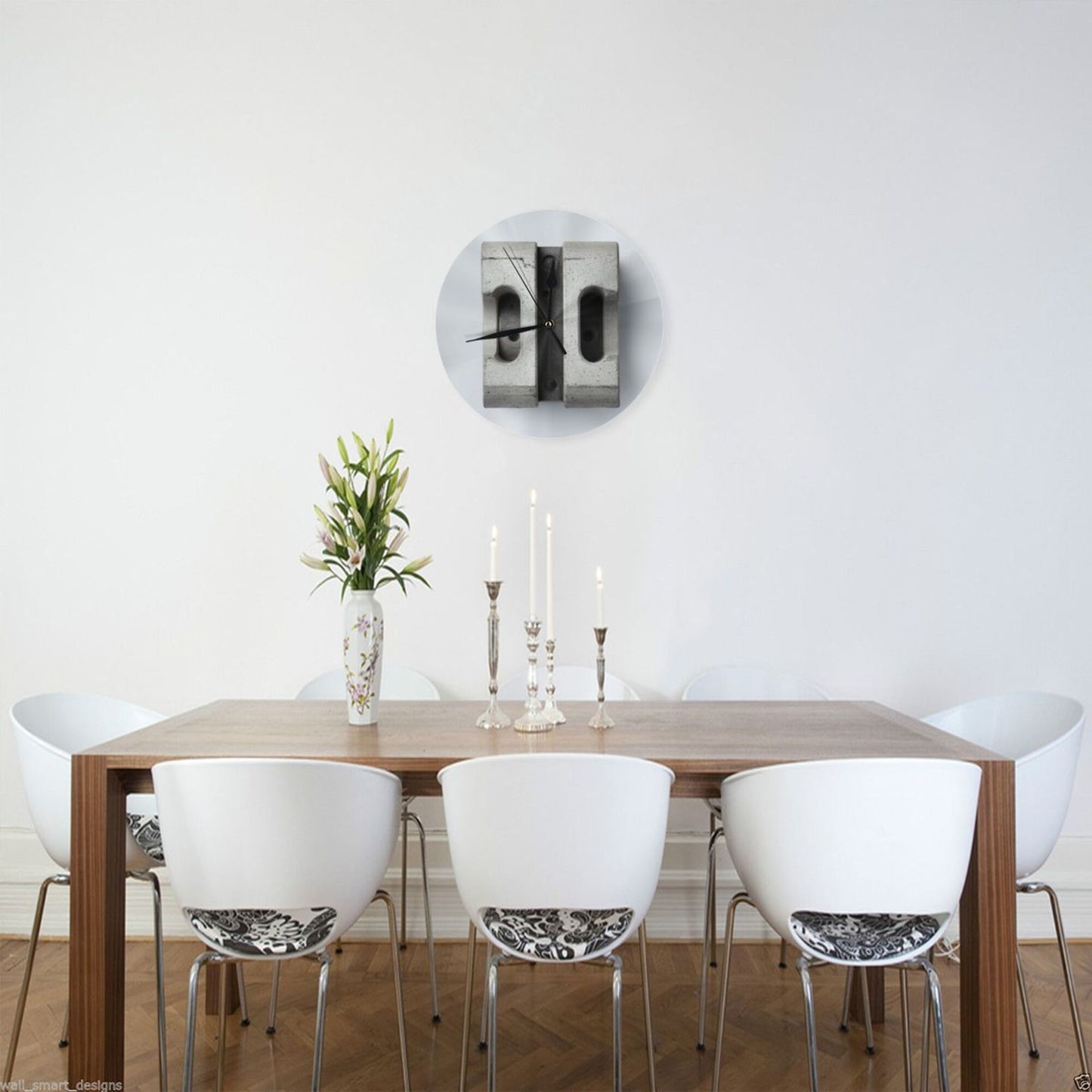 25cm Industrial Concrete Block Wall Clock｜Minimalist Silent Round Wall Clock with Raw Texture Design