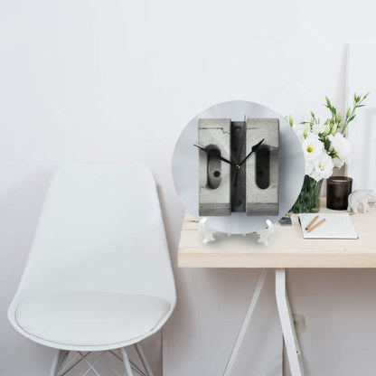 25cm Industrial Concrete Block Wall Clock｜Minimalist Silent Round Wall Clock with Raw Texture Design