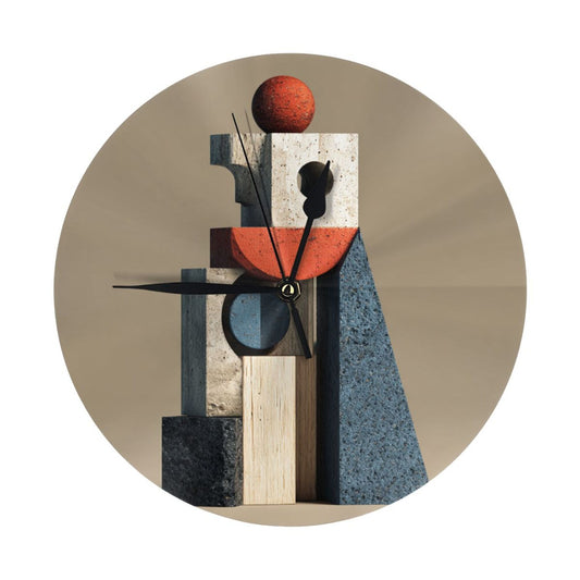 25cm Modern Abstract Geometric Wall Clock｜Silent Round Decorative Clock for Contemporary Interiors