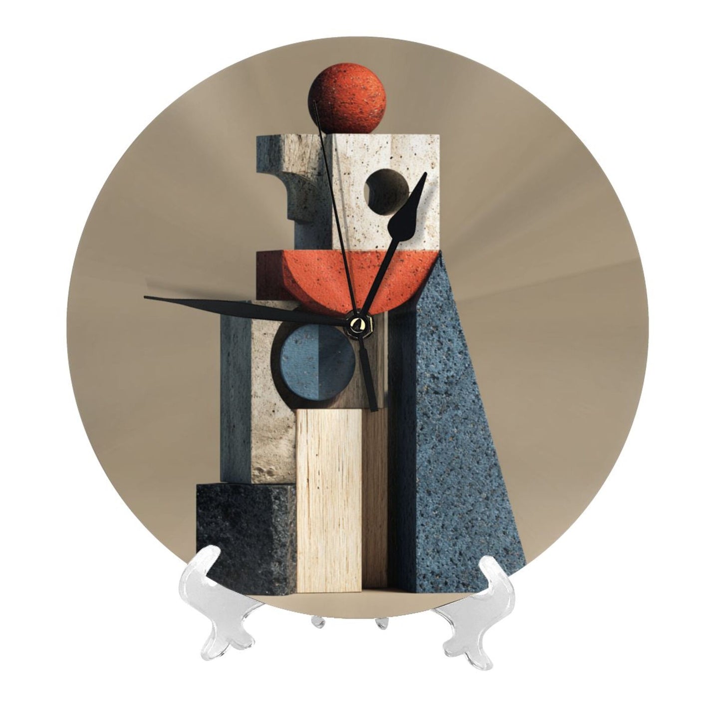 25cm Modern Abstract Geometric Wall Clock｜Silent Round Decorative Clock for Contemporary Interiors