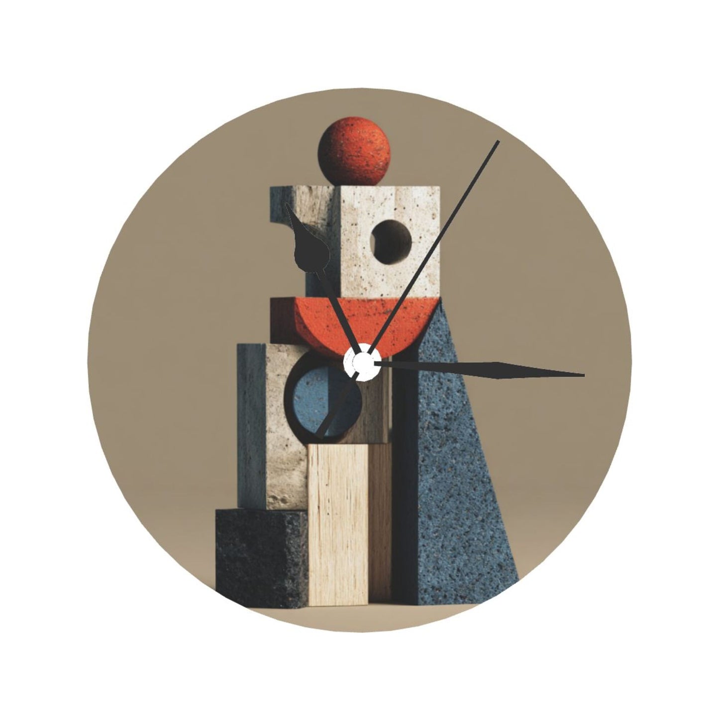 25cm Modern Abstract Geometric Wall Clock｜Silent Round Decorative Clock for Contemporary Interiors