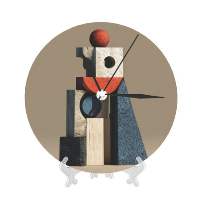 25cm Modern Abstract Geometric Wall Clock｜Silent Round Decorative Clock for Contemporary Interiors