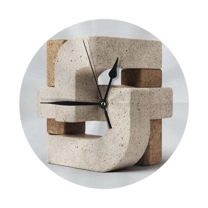 25cm Geometric Stone Texture Wall Clock｜Modern Silent Round Decorative Clock｜Minimalist Artistic Wall Timepiece
