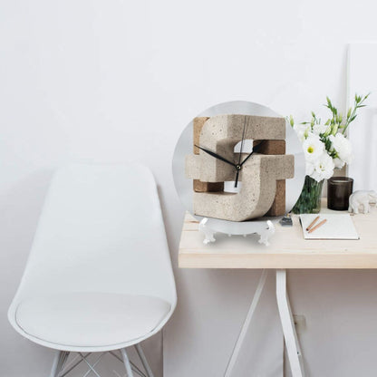 25cm Geometric Stone Texture Wall Clock｜Modern Silent Round Decorative Clock｜Minimalist Artistic Wall Timepiece