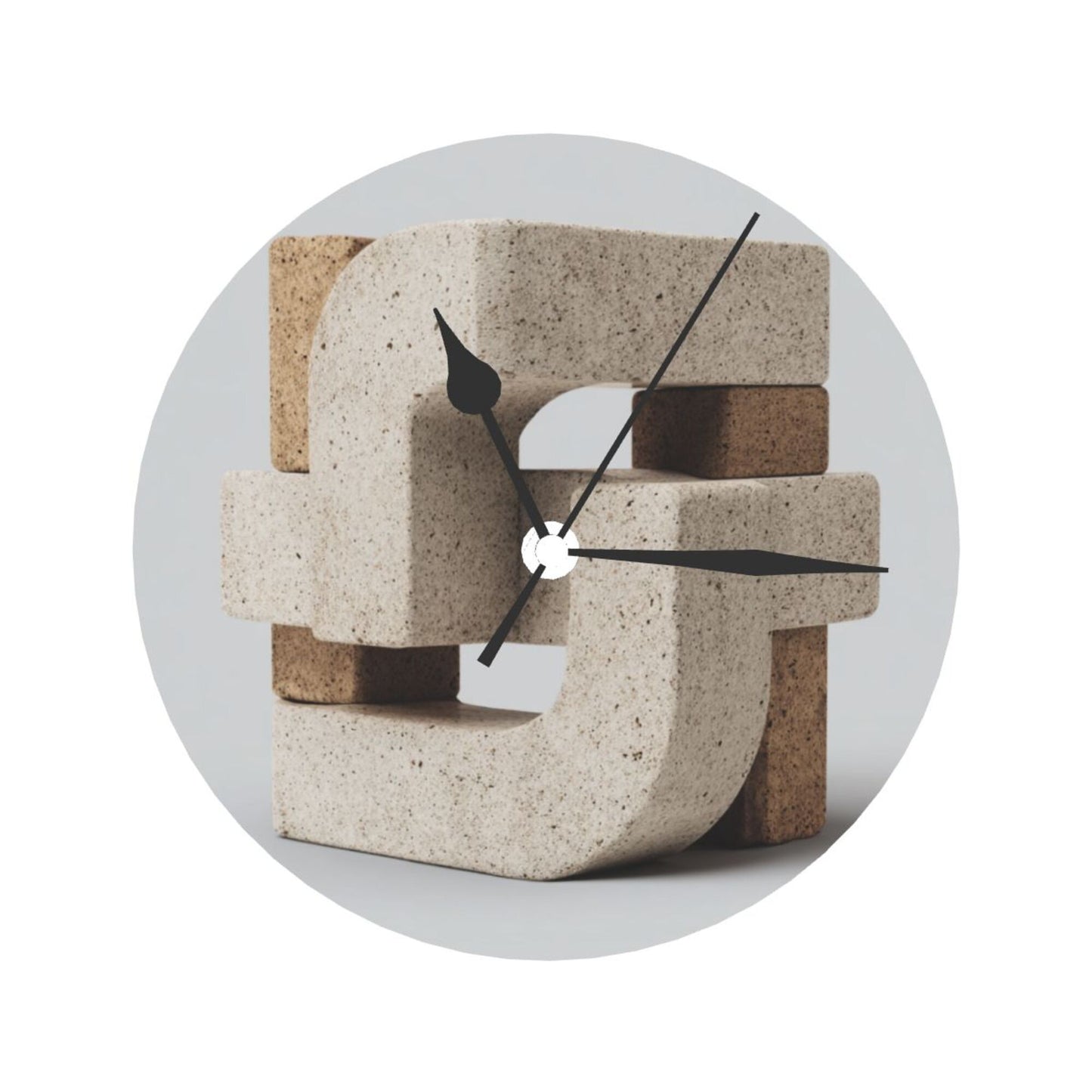 25cm Geometric Stone Texture Wall Clock｜Modern Silent Round Decorative Clock｜Minimalist Artistic Wall Timepiece