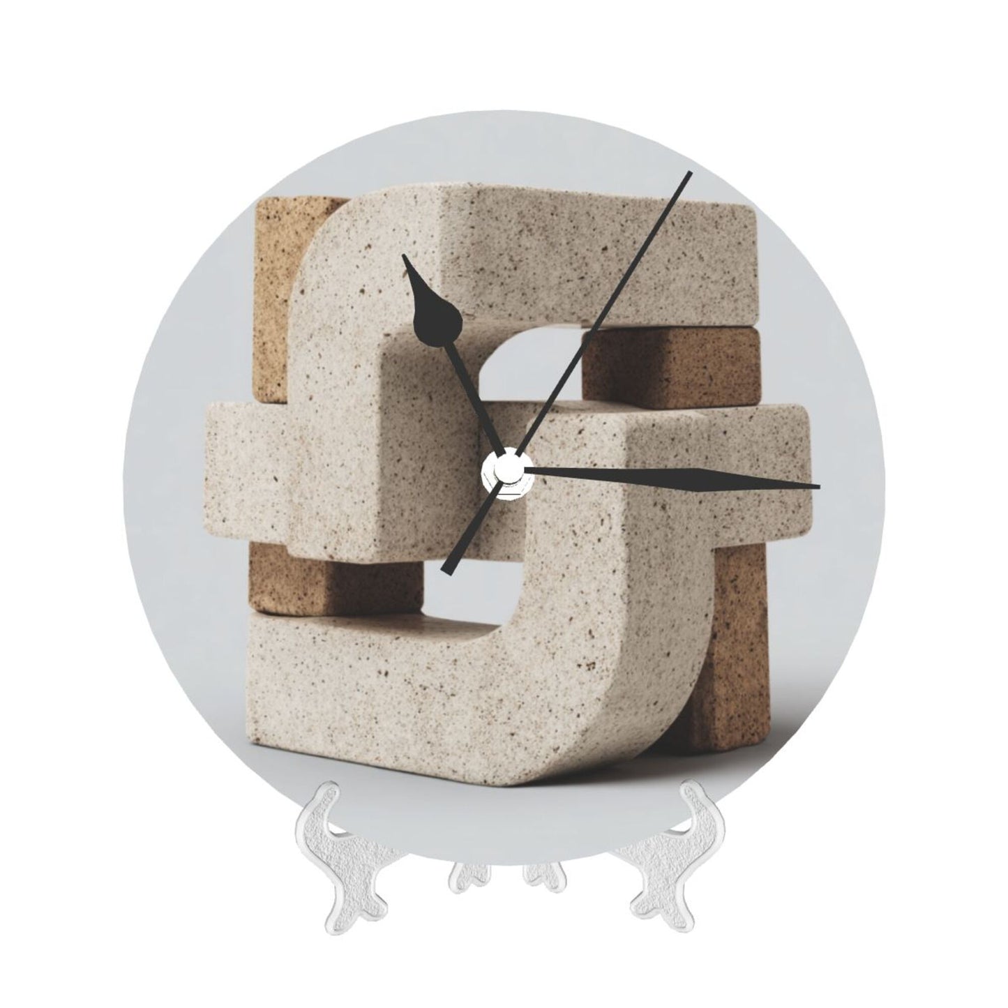 25cm Geometric Stone Texture Wall Clock｜Modern Silent Round Decorative Clock｜Minimalist Artistic Wall Timepiece