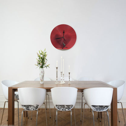 25cm Red Heart Artistic Wall Clock – Running Man Design | Silent Modern Round Timepiece