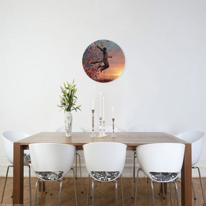 25cm Jumping Pixel Art Clock | Digital Human in Sunset Scene | Modern Silent Wall Timepiece