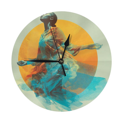 25cm Silent Modern Wall Clock｜Aura Dancer Abstract Art Print｜Elegant Woman in Flowing Dress