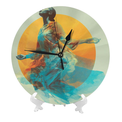 25cm Silent Modern Wall Clock｜Aura Dancer Abstract Art Print｜Elegant Woman in Flowing Dress