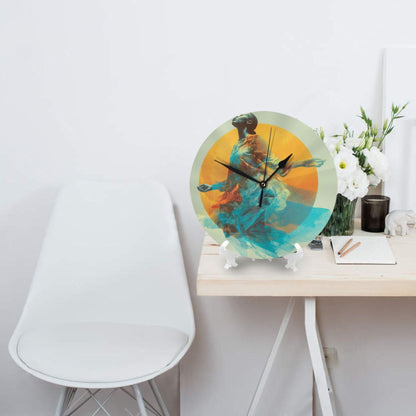 25cm Silent Modern Wall Clock｜Aura Dancer Abstract Art Print｜Elegant Woman in Flowing Dress