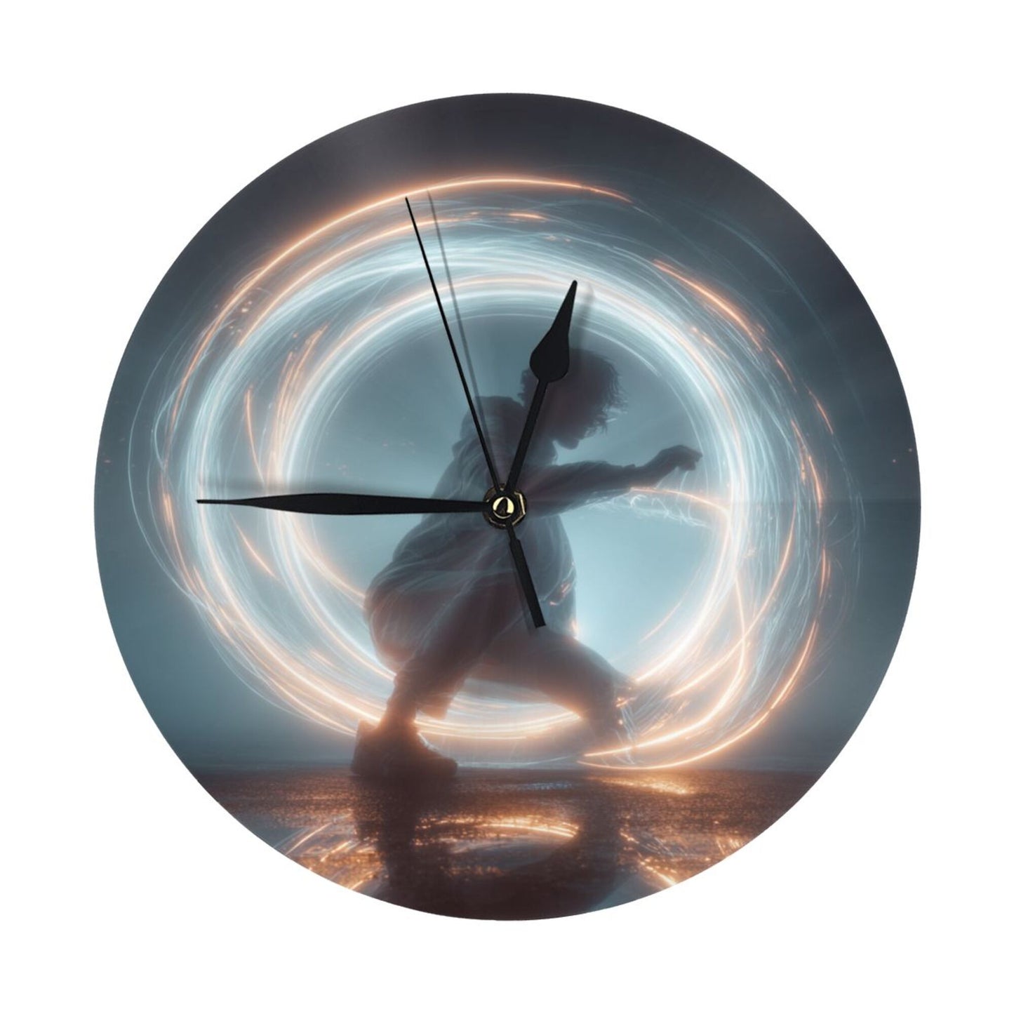 25cm Silent Wall Clock｜Light Motion Dancer Design｜Modern Sci-Fi Artistic Timepiece