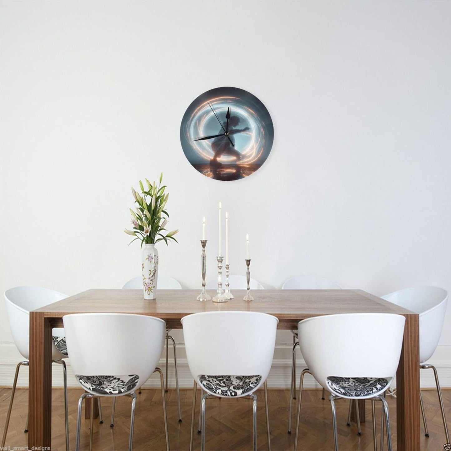 25cm Silent Wall Clock｜Light Motion Dancer Design｜Modern Sci-Fi Artistic Timepiece