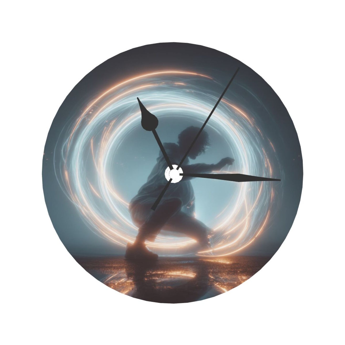 25cm Silent Wall Clock｜Light Motion Dancer Design｜Modern Sci-Fi Artistic Timepiece