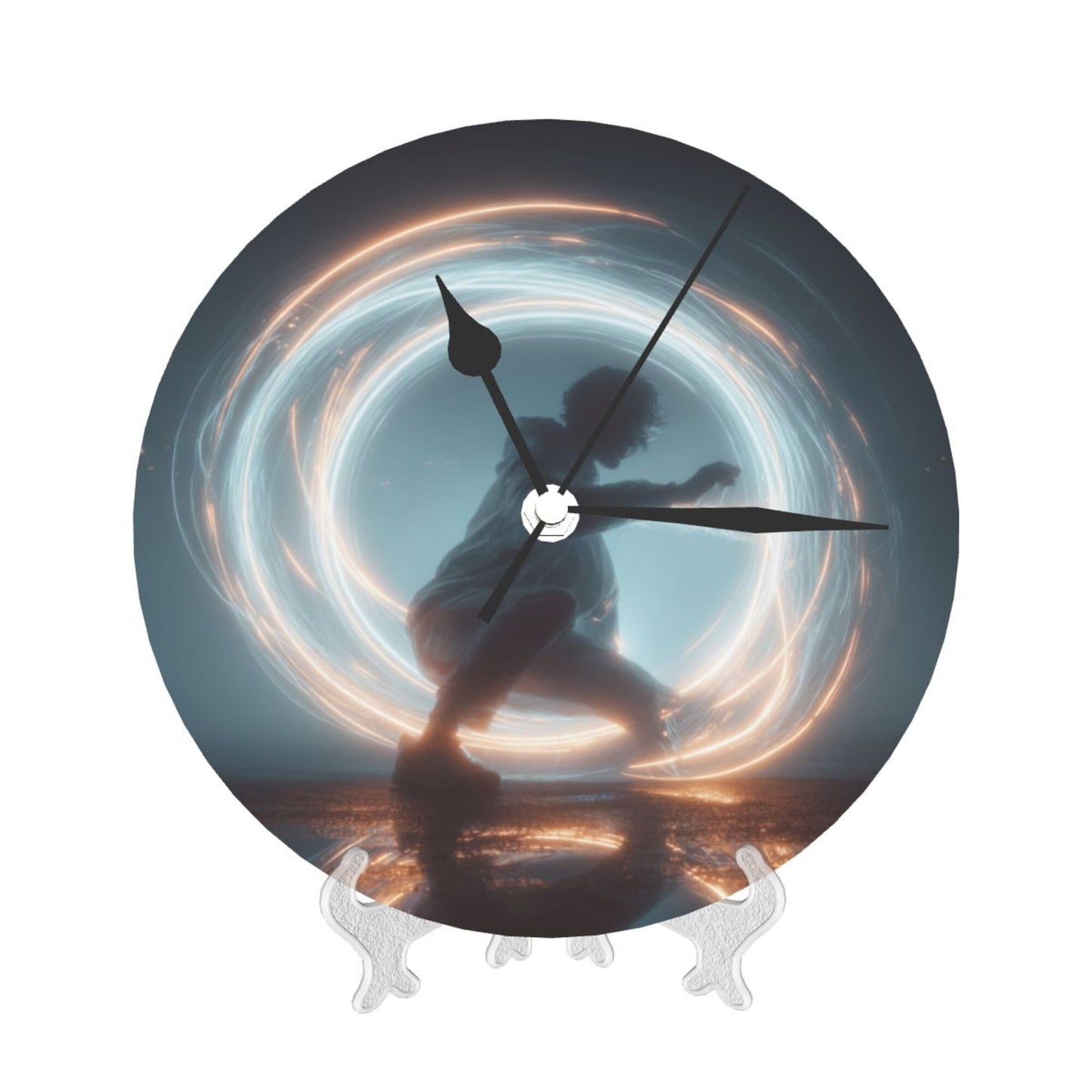 25cm Silent Wall Clock｜Light Motion Dancer Design｜Modern Sci-Fi Artistic Timepiece