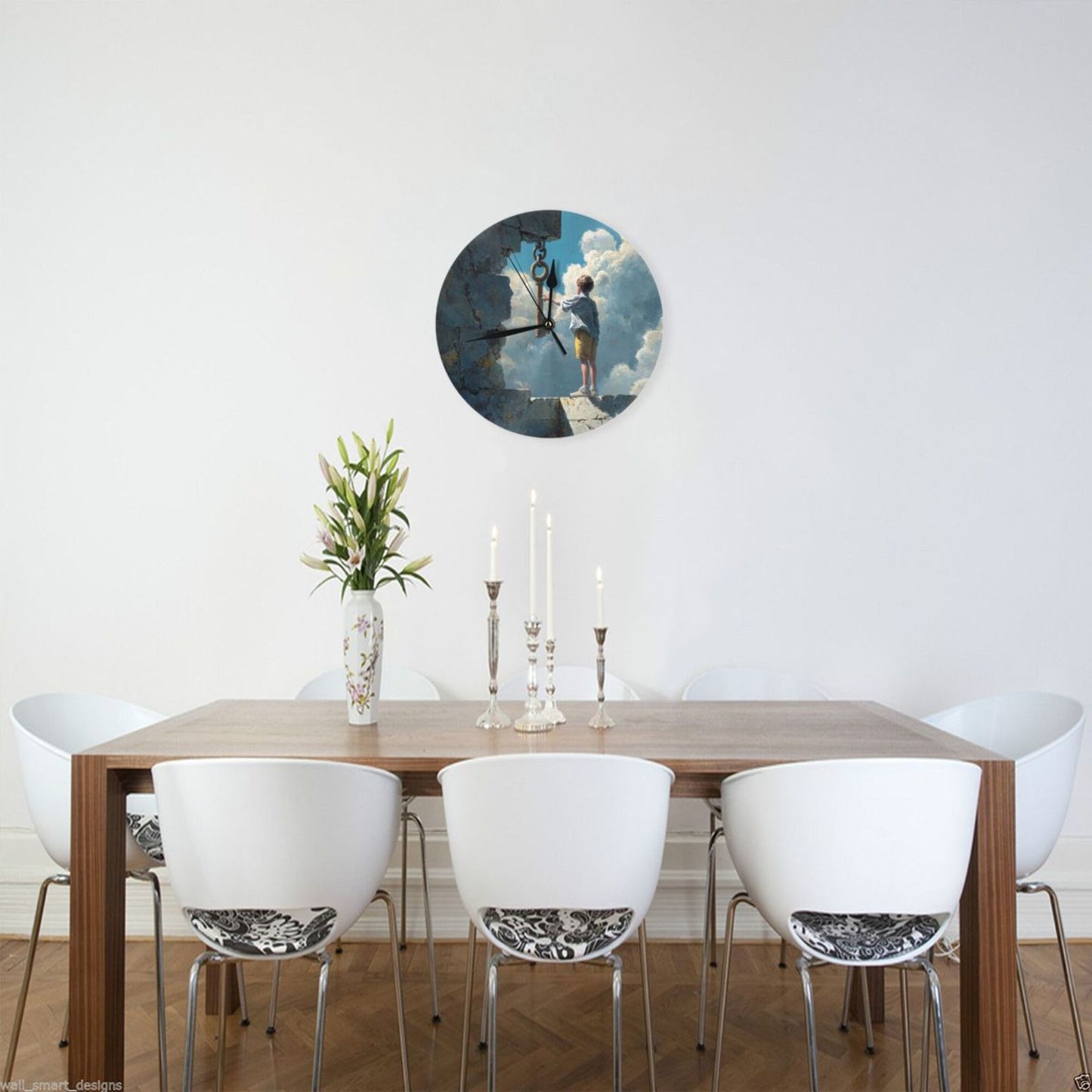 25cm Silent Wall Clock｜Boy and the Key in the Sky｜Surreal Fantasy Illustration