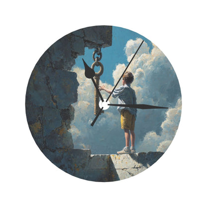 25cm Silent Wall Clock｜Boy and the Key in the Sky｜Surreal Fantasy Illustration