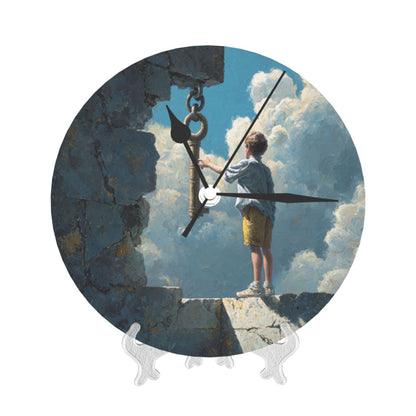 25cm Silent Wall Clock｜Boy and the Key in the Sky｜Surreal Fantasy Illustration