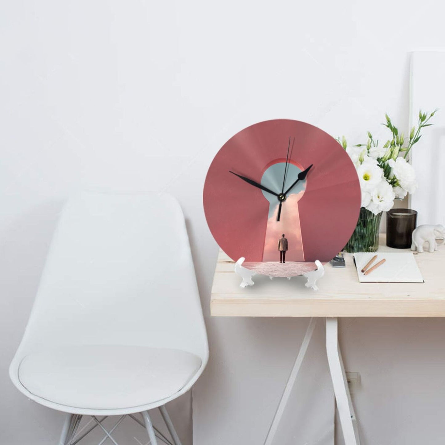 25cm Silent Wall Clock｜Keyhole of Discovery｜Minimal Surreal Art Clock