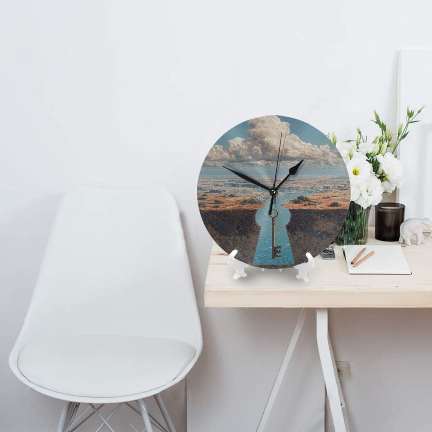 25cm Surreal Wall Clock｜Key to the Unknown｜Landscape Portal Art Clock