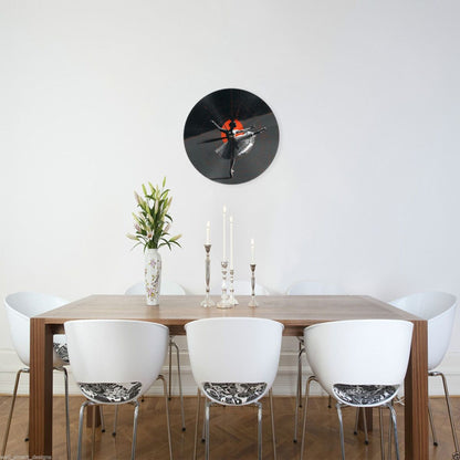 25cm Ballet-In-Time Art Clock｜Geometric Modern Dancer Design｜Silent Wall Clock with Red Accent