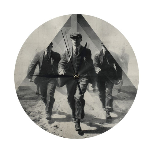 25cm Retro Running Gentlemen Wall Clock｜Black & White Silent Action-Inspired Timepiece