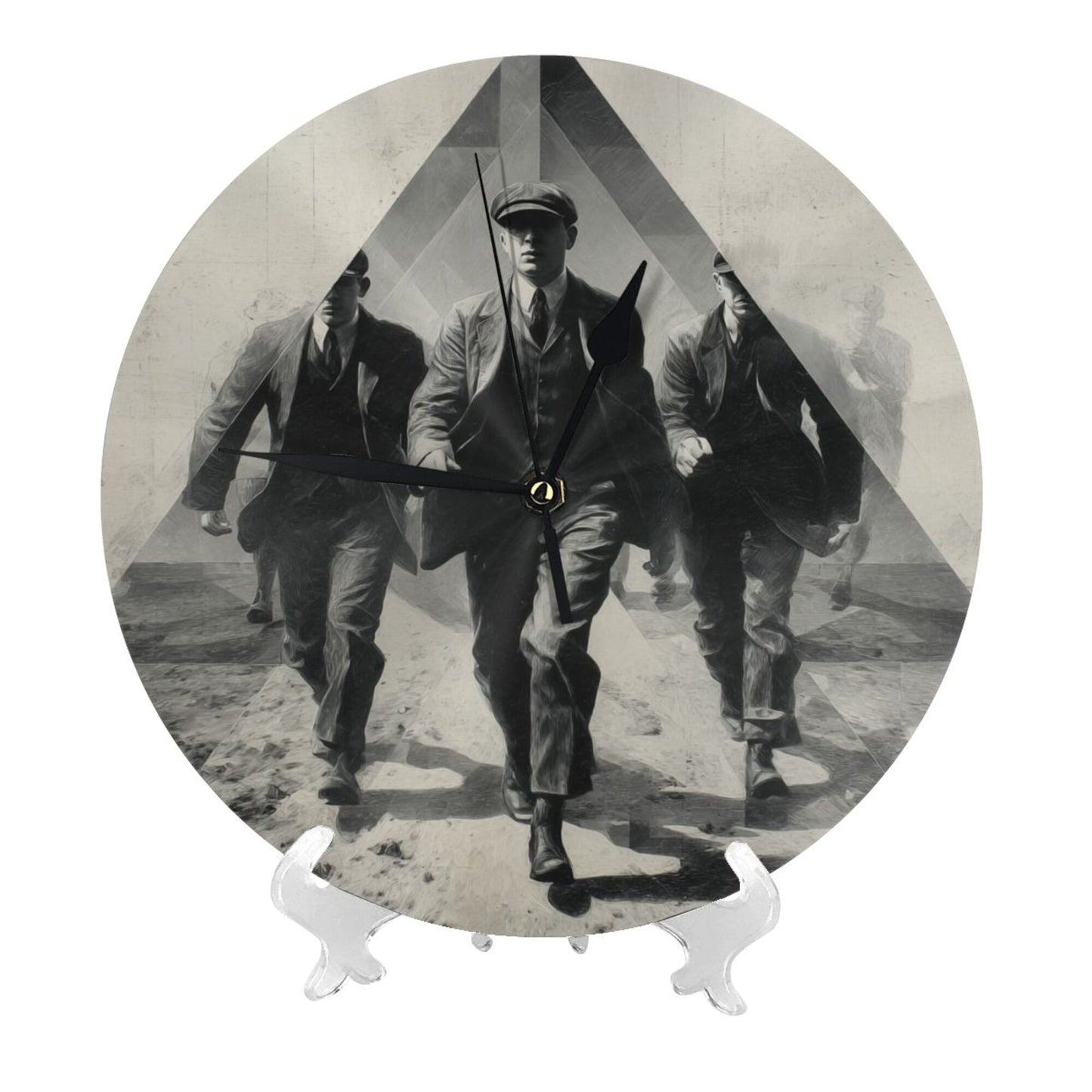 25cm Retro Running Gentlemen Wall Clock｜Black & White Silent Action-Inspired Timepiece