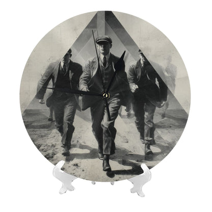 25cm Retro Running Gentlemen Wall Clock｜Black & White Silent Action-Inspired Timepiece