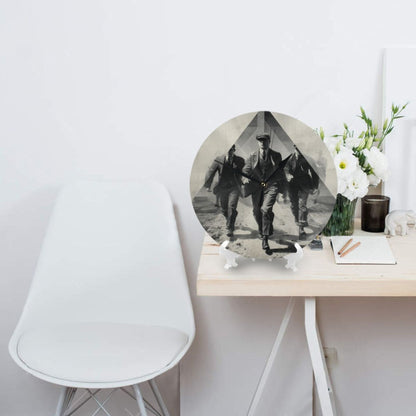 25cm Retro Running Gentlemen Wall Clock｜Black & White Silent Action-Inspired Timepiece